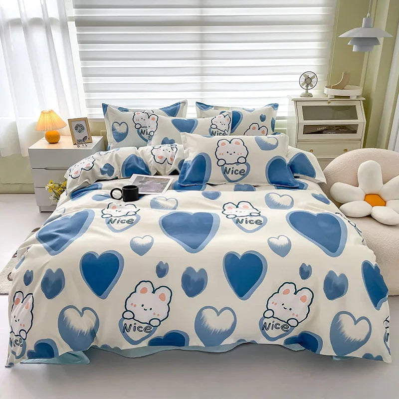 Afralia™ Rabbit Love Print Bedding Set - Queen/King/Single/Double Sizes