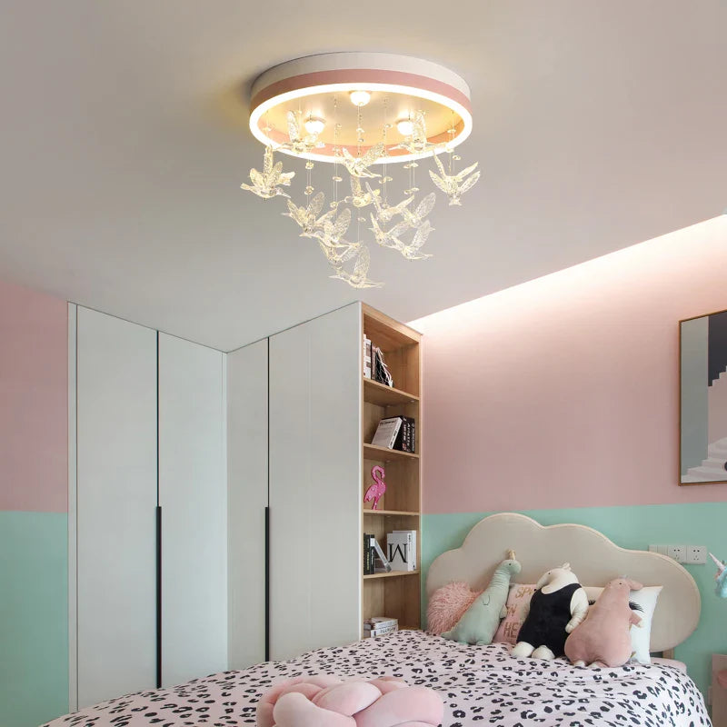 Afralia™ Minimalist LED Crystal Chandeliers for Bedroom Dining Study Living Children, Warm & Romantic