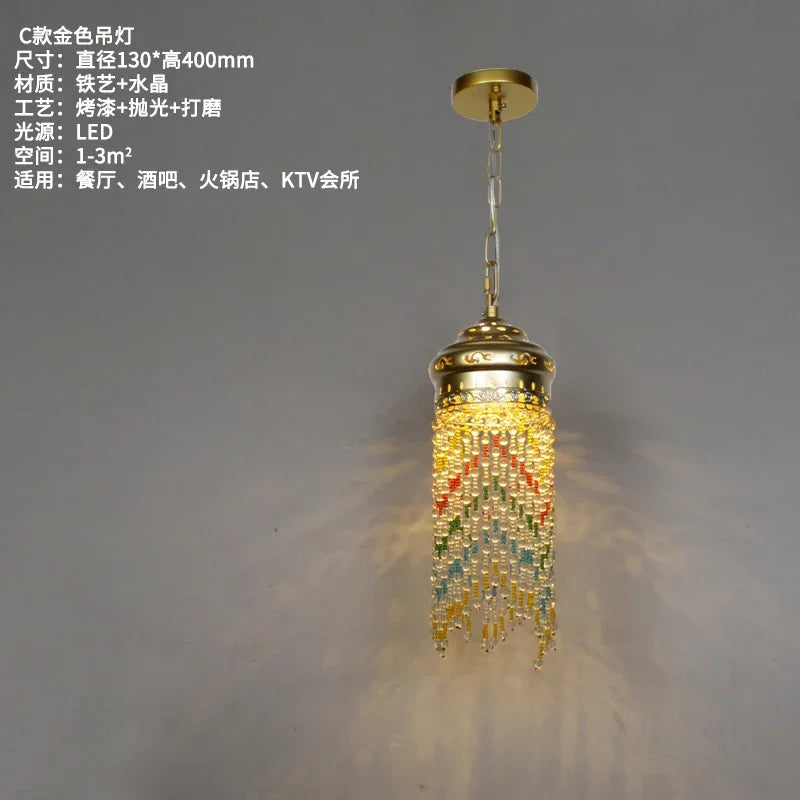 Afralia™ Bohemian Crystal Pendant Lights LED E27 Gold/Black Cafe Bar Decor