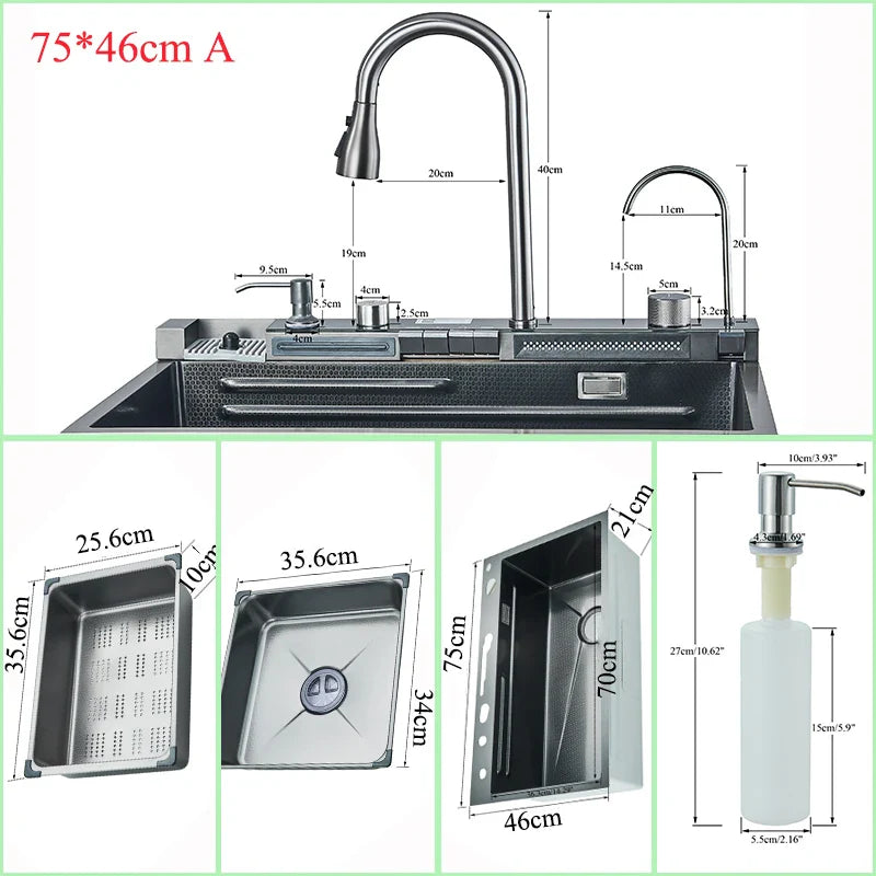 Afralia™ Stainless Steel Kitchen Sink Set with Faucet Display - Large Single Slot, Integrated Multifunction