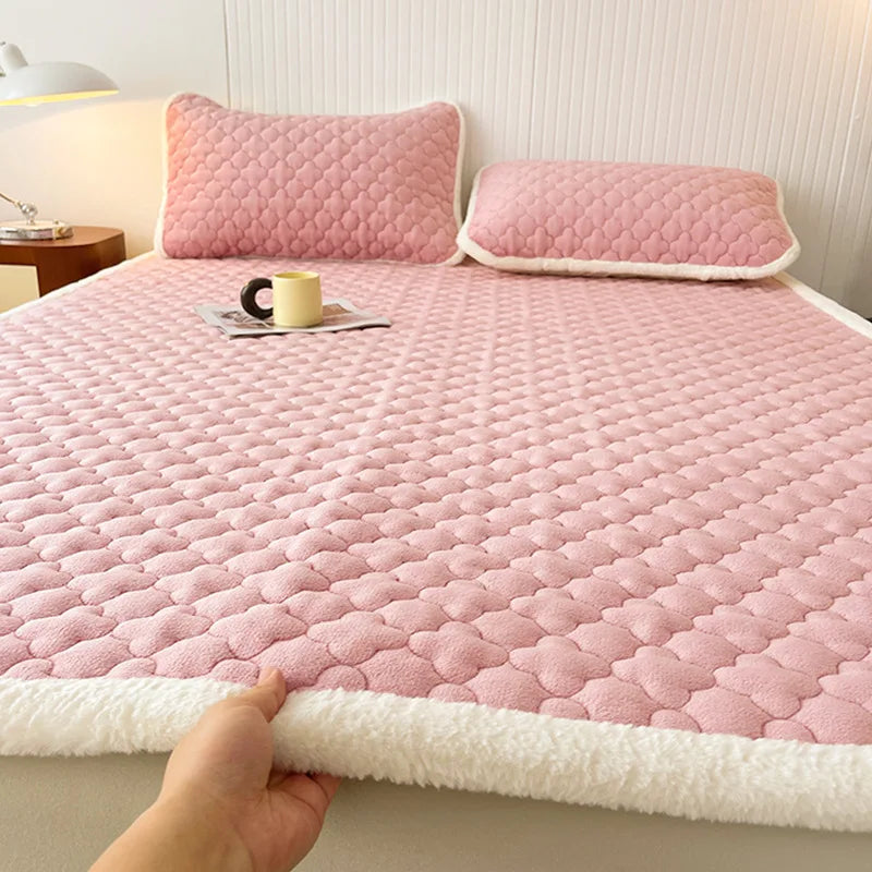 Afralia™ Antibacterial Milk Velvet Mattress, Thick & Warm with Anti-Slip Straps