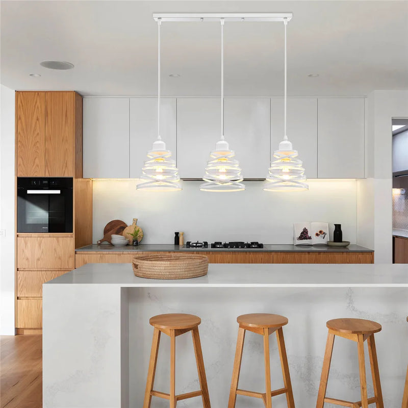 Afralia™ Metal Cage Pendant Light Trio for Kitchen Island & Living Room