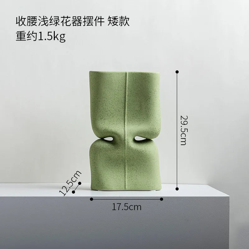 Afralia™ Green Hollow Ceramic Vase for Home Decor and Flower Arrangements