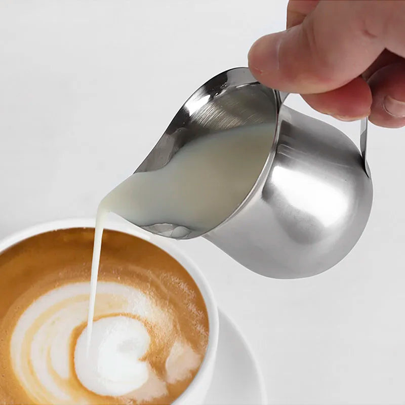 Afralia™ Stainless Steel Milk Frothing Pitcher Cup for Espresso Coffee - 12oz Measure & Pour