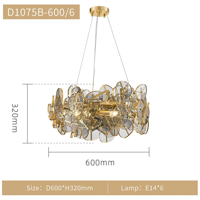 Afralia™ Sunflower Glass Chandelier: Modern Light Luxury for Living Room, Restaurant, Bar - LED