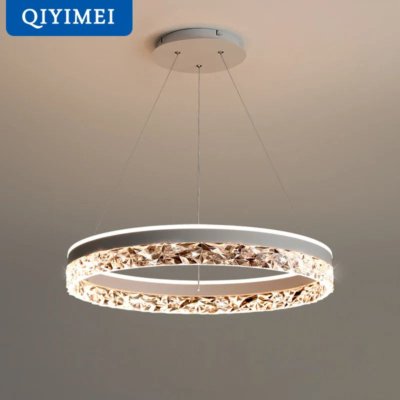 Afralia™ Minimalist Crystal Pendant Lights Gold White Black Finish Indoor Lighting Lamps Deco