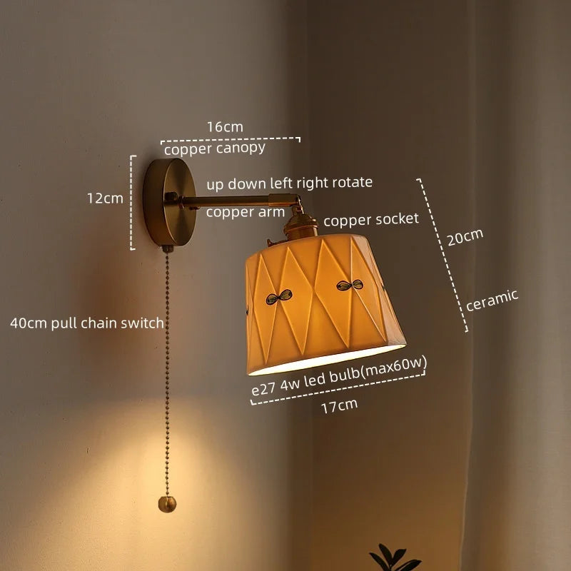 Afralia™ Ceramic Copper LED Wall Sconce Light, Modern Nordic Design for Living Room, Bedroom, Bathroom