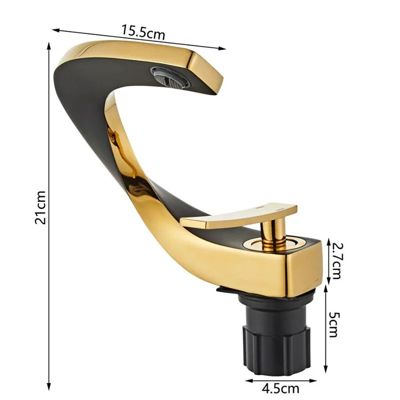 Afralia™ Black & Gold Basin Faucet: Brushed Gold/Nickel/Chrome Mixer Tap, Hot & Cold Water