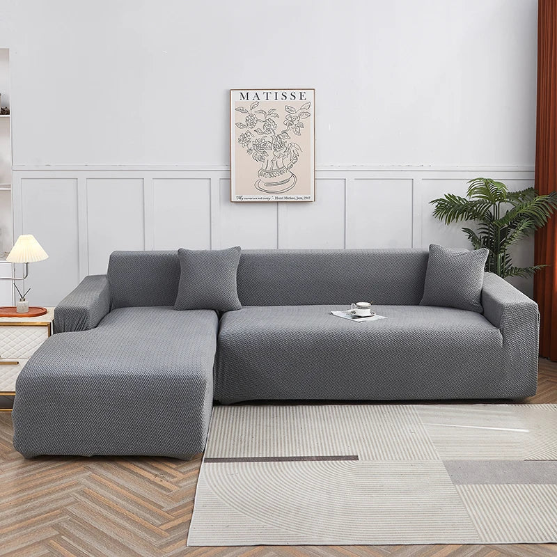 Afralia™ Jacquard Sofa Cover | Stretch Fleece Slipcover for Thick Couch | Solid Color
