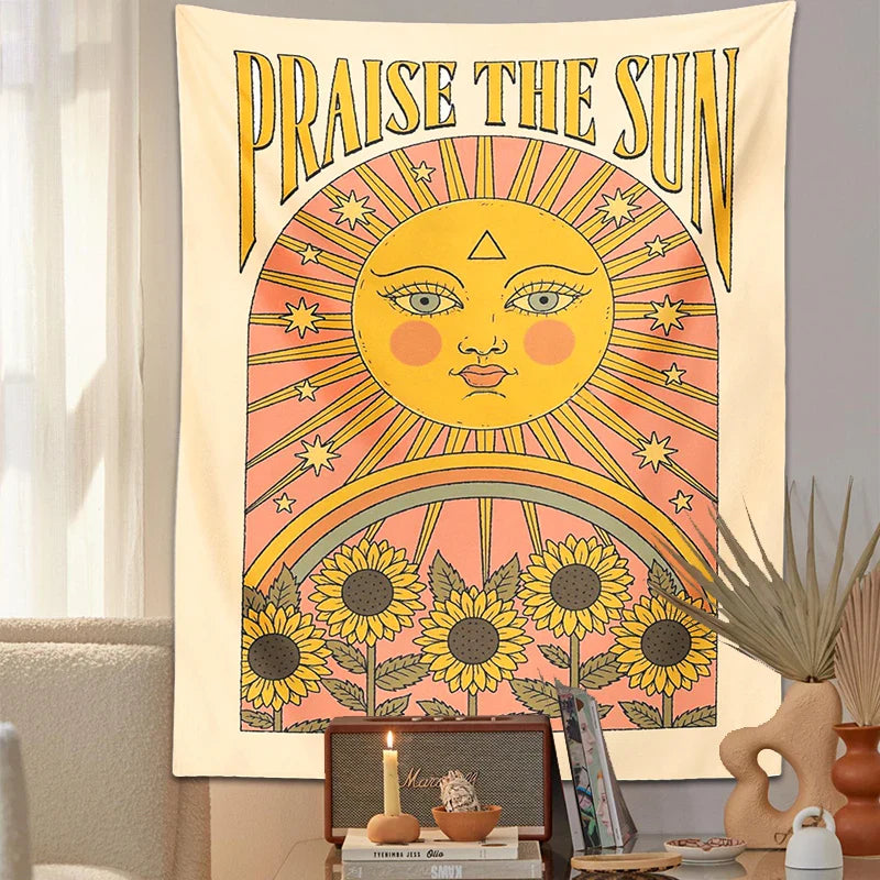 Afralia™ Sun Mandala Tapestry for Aesthetic Room Decor and Witchcraft Home Decoration