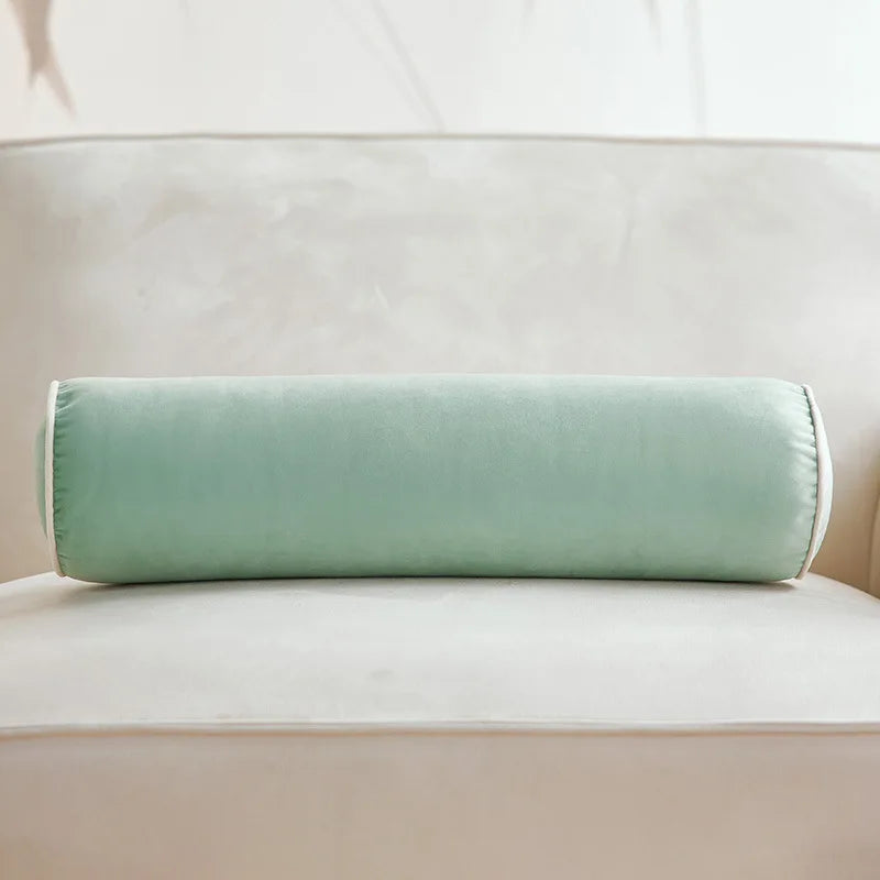 Afralia™ Velvet Candy Body Pillow Flannel Rolled Edge Solid Color Waist Cushion