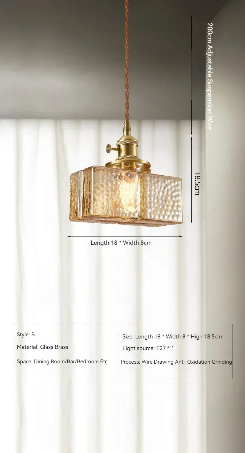 Afralia™ Vintage Brass Glass Pendant Lamp Rustic LED Ceiling Chandeliers
