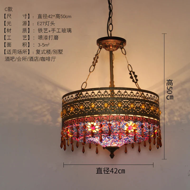 Afralia™ Bohemian Exotic Stained Glass Pendant Lights LED E27 for Home Decor & Dining