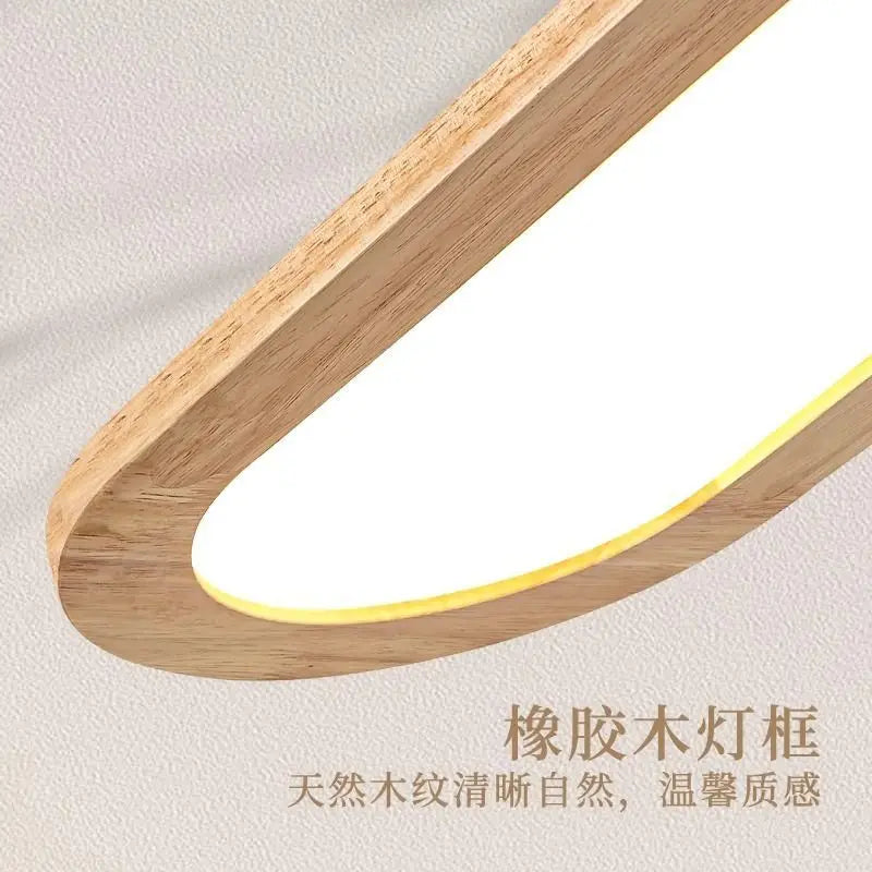 Afralia™ Wood LED Ceiling Lights: Modern Rectangular Chandelier for Living Room Bedroom Kitchen Home