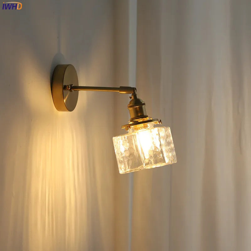 Afralia™ Copper Glass LED Mirror Light for Bedroom Living Room Wall Sconce