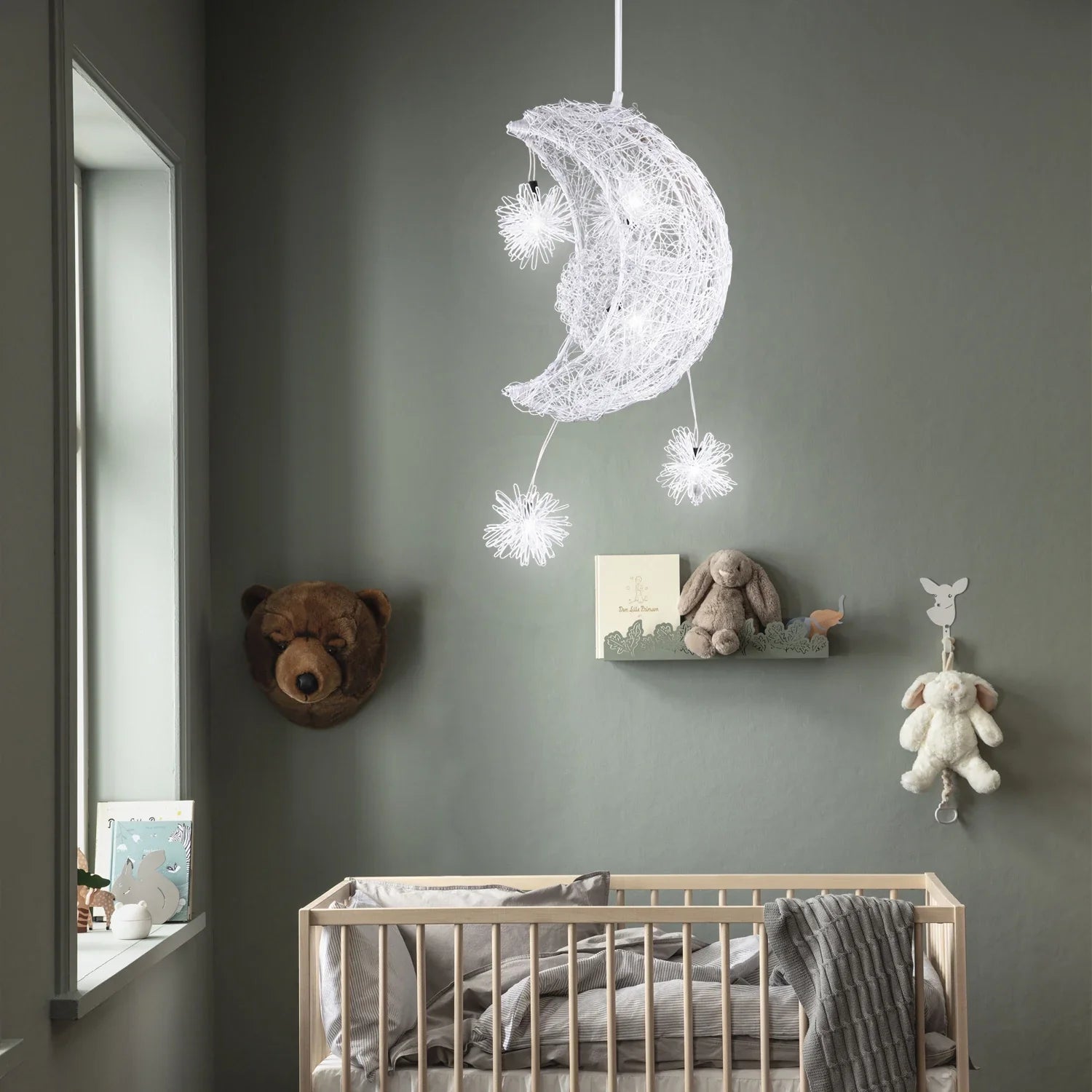 Afralia™ Moon Star Pendant Light Chandelier LED Fixture for Kid Bedroom & Christmas Decor