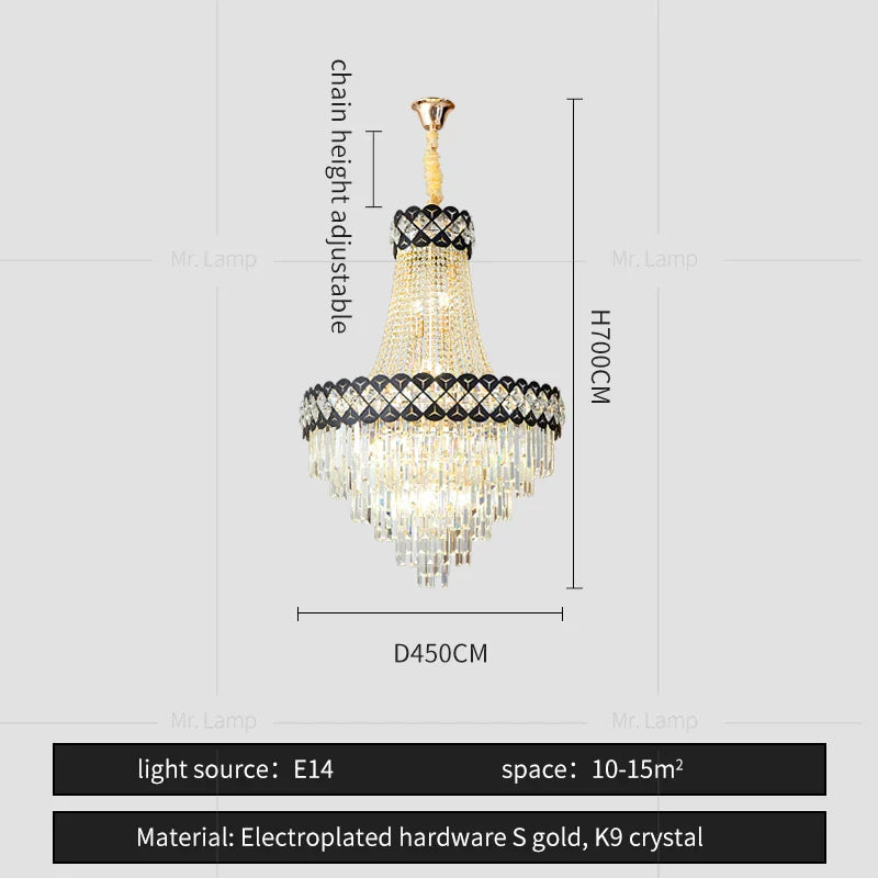 Afralia™ Crystal Chandelier Spiral Staircase Living Room Lamp Texture Design