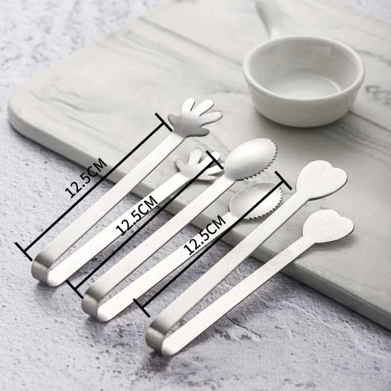 Afralia™ Stainless Steel Food Tongs Ice Cube Tea Bag Clip Kitchen Gadget