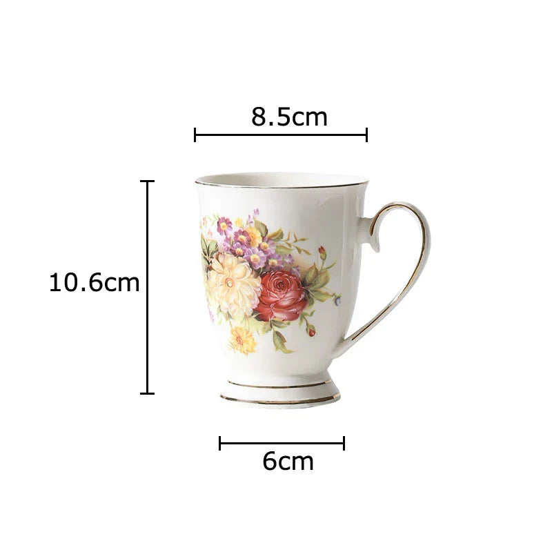 Afralia™ Elegant Floral Ceramic Cup & Saucer Set