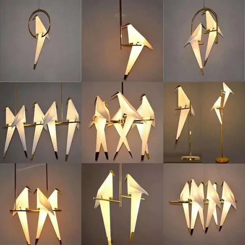 Afralia™ Thousand Paper Crane LED Iron Chandelier: Modern Creative Lighting for Home and Office