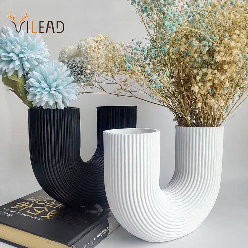 Afralia™ Nordic Resin U Shape Vase: Modern Style Decor for Home, Office, Kitchen