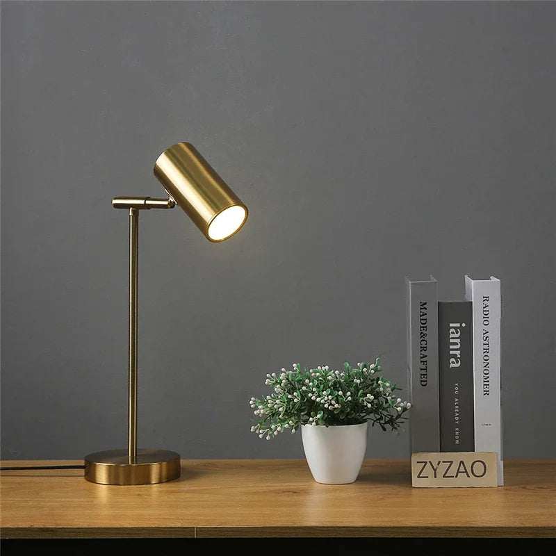 Afralia™ Golden Table Lamp for Study and Reading, Modern Nordic Bedroom Decor Lighting