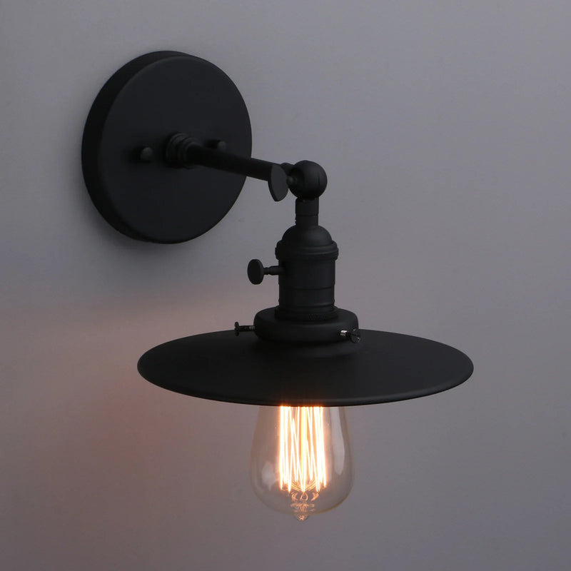 Afralia™ Antique Finish 1-Light Industrial Wall Sconce with 7.87" Canopy and ON/Off Button