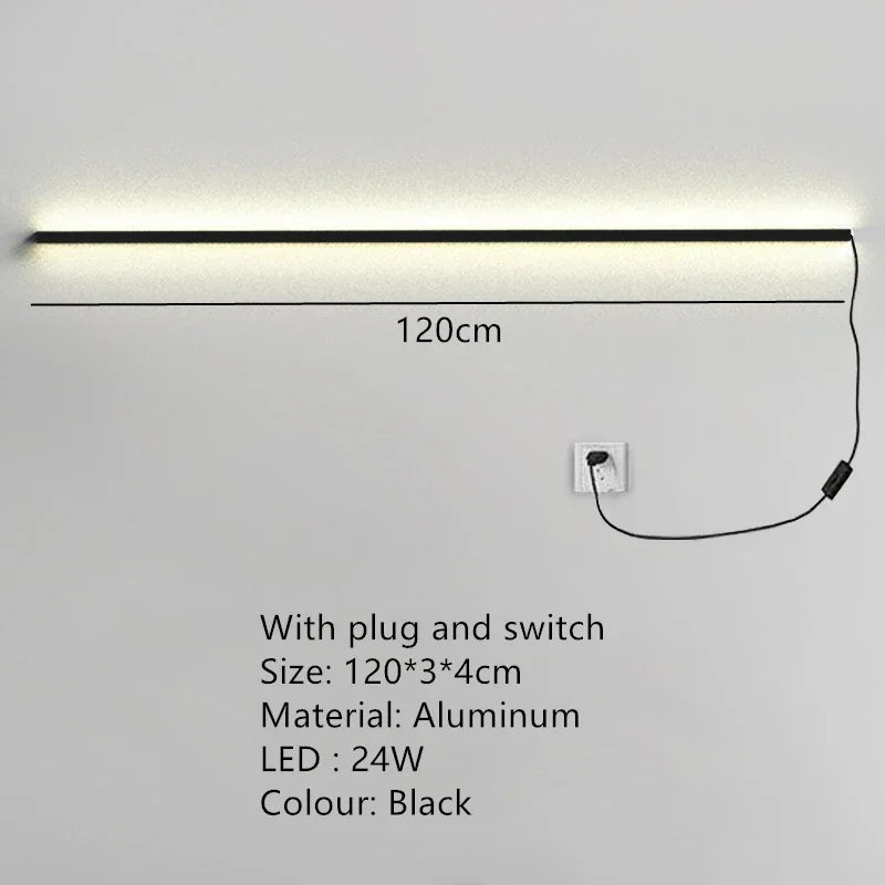 Afralia™ Modern Dimmable Long Wall Lamp for Bedroom and Living Room