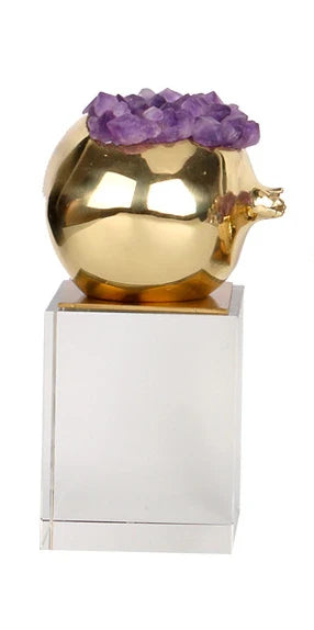 Afralia™ Brass Purple Crystal Pomegranate Ornament - Luxury Home Decor & Artwork