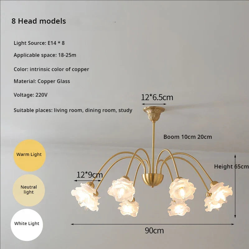 Afralia™ Elegant Flower Chandelier - Modern Retro Medieval Style for Living Room Dining Bedroom