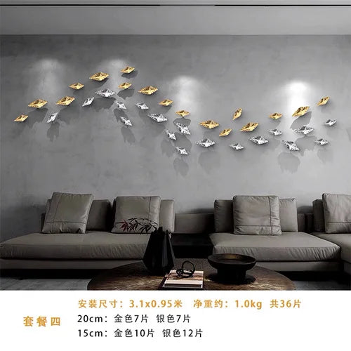 Afralia™ Metal Leaves Wall Hanging Set for Stylish Living Room Decor
