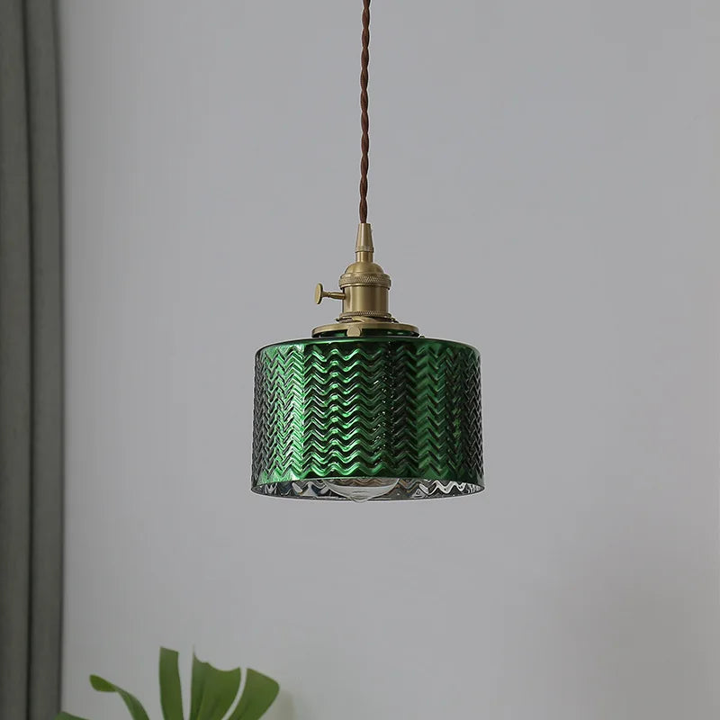 Afralia™ Green Glass LED Pendant Lights for Indoor Lighting in Home, Living Room, Bar & Coffee