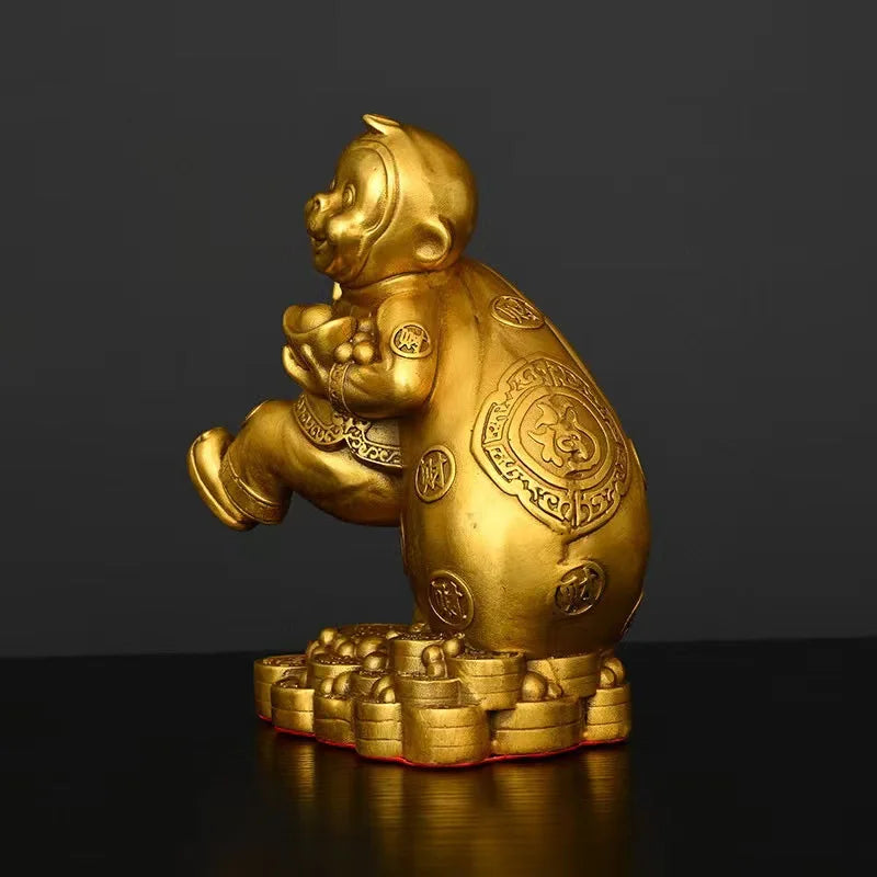 Afralia™ Metal Monkey Zodiac Ornament - Chinese Style Home Decor & Feng Shui Accessory