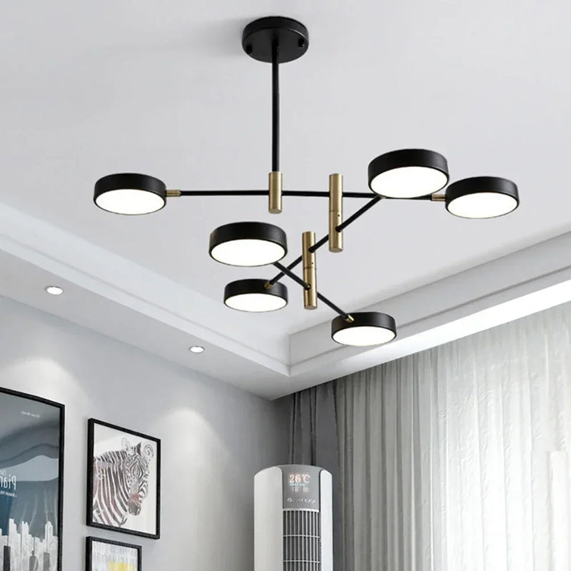 Afralia™ Modern LED Pendant Light: Circular Black Gold Chandelier for Stylish Interior Lighting