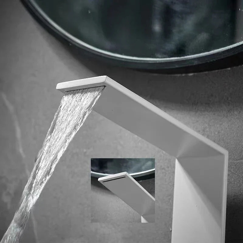 Afralia™ Luxury Bathroom Sink Faucet Hot Cold Mixer Basin Gold Black Waterfall Tap