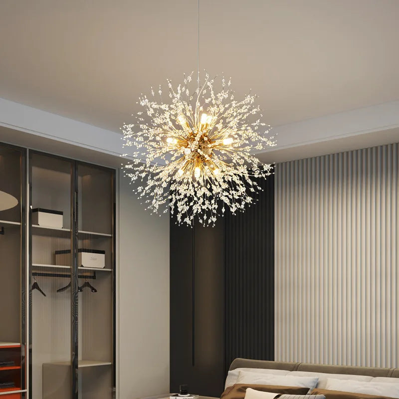 Afralia™ Dandelion Crystal Ceiling Lamp Chandelier for Bedroom Dining Room Kitchen Island