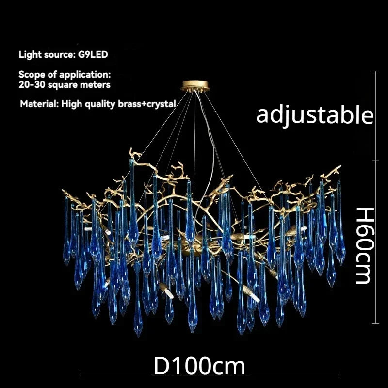 Afralia™ Blue Crystal Chandelier with Customizable Color for Luxury Indoor Lighting