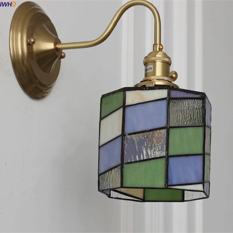 Afralia™ Vintage Brass LED Wall Light Fixture Knob Switch Bedroom Aisle Porch Décor