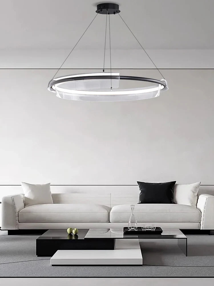 Afralia™ Nordic Minimalism Ring LED Chandelier Acrylic Circle Pendant Light Fixture