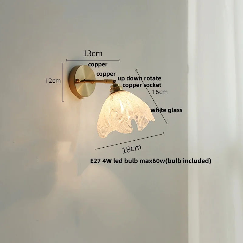 Afralia™ Blue Glass Wall Sconce Pull Chain Switch Rotate Stair Light