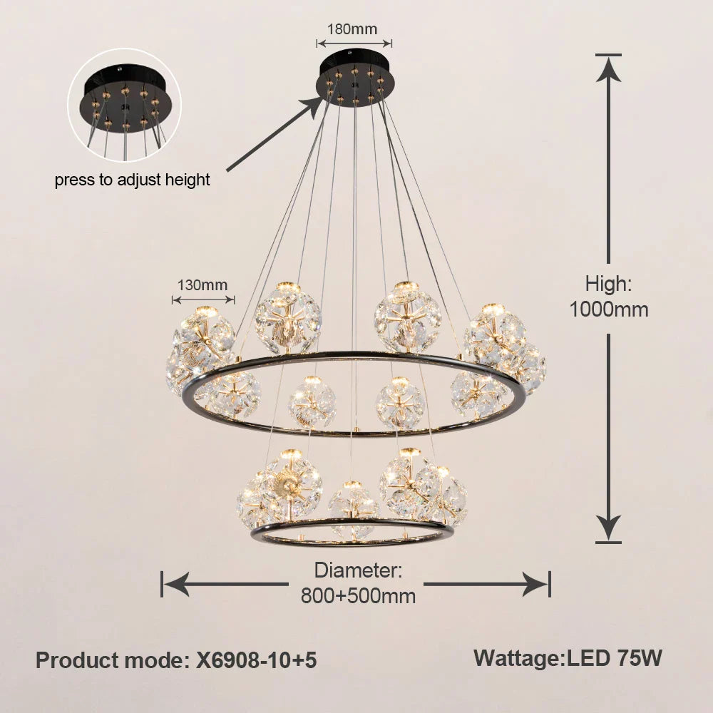 Afralia™ Crystal Glass Ball Chandelier for Dining Living Room Kitchen Island Hall Lighting
