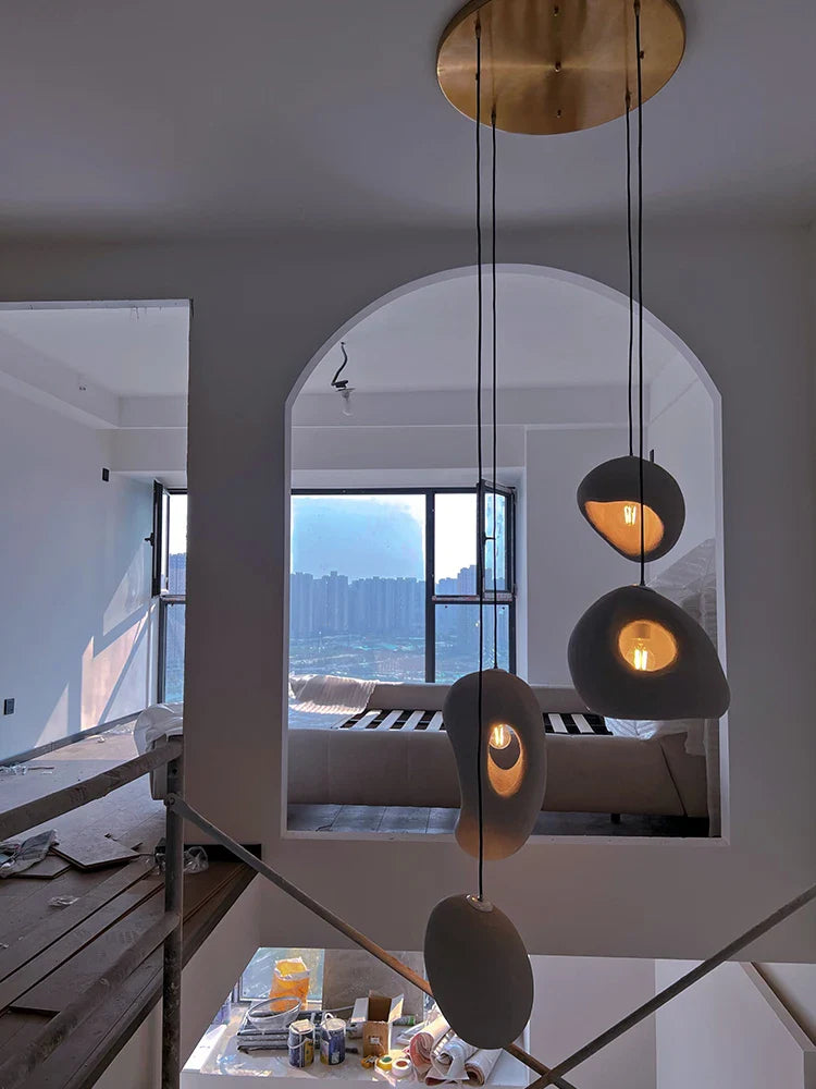 Afralia™ Wabi-sabi Style Chandelier Duplex Indoor Lighting for Home Decor and Living Room