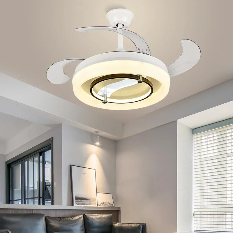 Afralia™ 42" Bladeless Ceiling Fan Chandelier with Remote & Retractable Blades