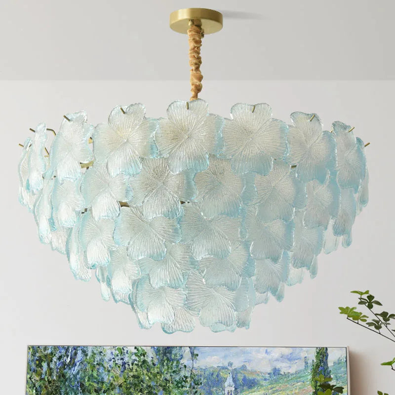 Afralia™ Crystal Glass Flower Chandelier - Modern French Style for Living Room, Bedroom, Dining Room