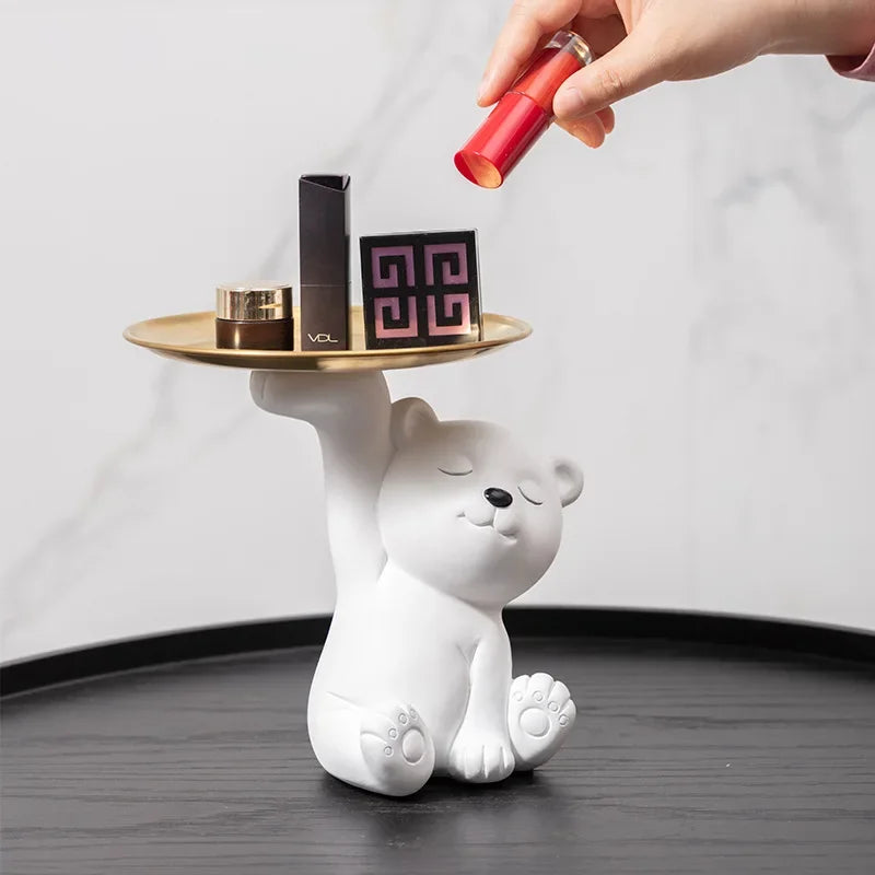 Afralia™ Bear Figurine Resin Sculpture Home Decor Storage Box Living Room Ornaments