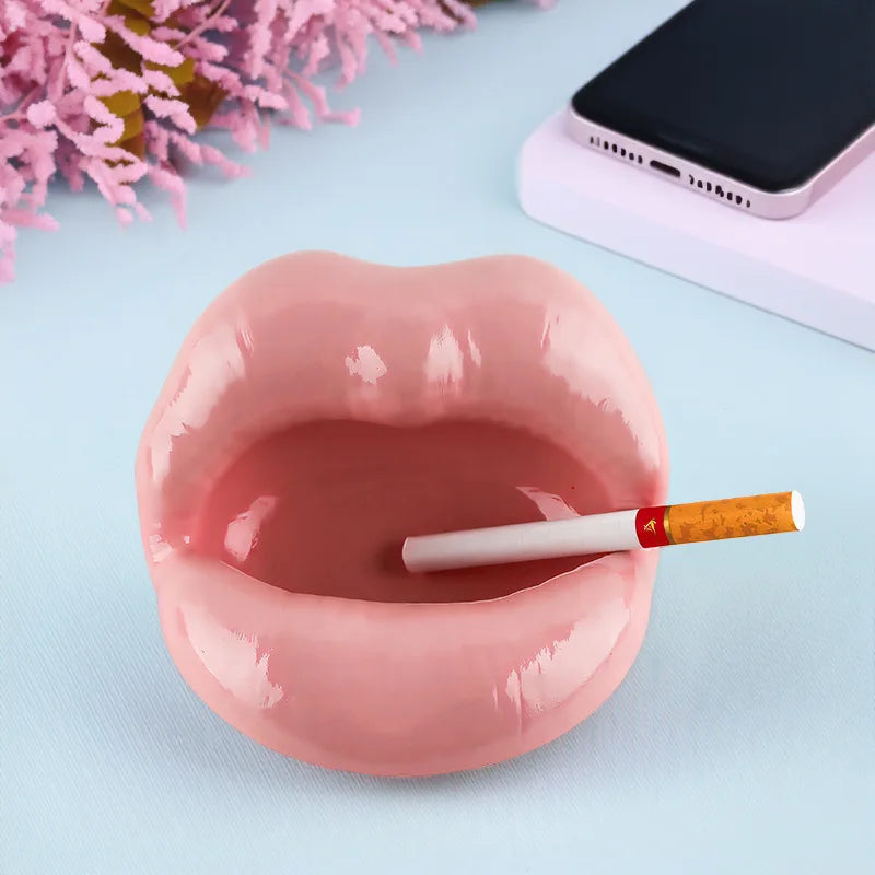 Afralia™ Pink Lips Ashtray: Stylish Smoking Accessories for Weed, Office Table, or as a Gift