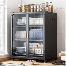 Afralia™ Kitchen Cupboard Storage Rack with Dustproof Cover Organizing Dish Box