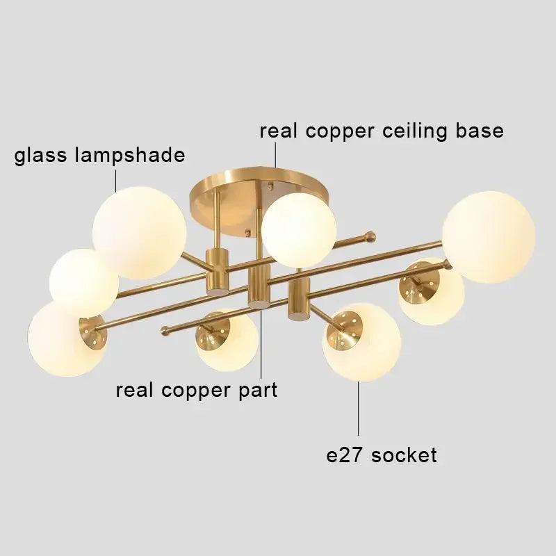 Afralia™ Nordic LED Glass Pendant Chandelier Ceiling Light for Home Decor