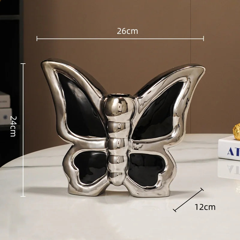 Afralia™ Butterfly Ceramic Vase: Home Decor Flower Arrangement Figurine Butterfly Flowerpot