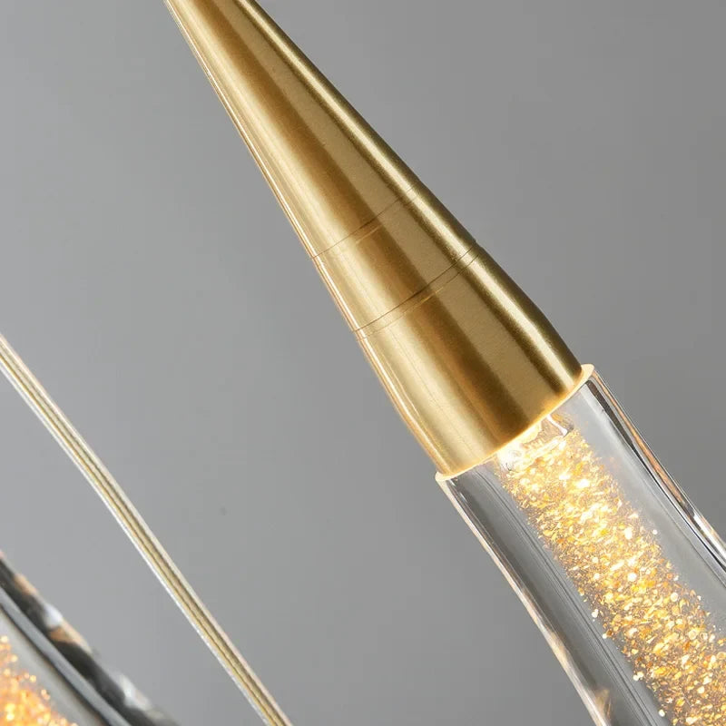 Afralia™ Gold Drop Design LED Crystal Chandelier for Staircase & Lobby